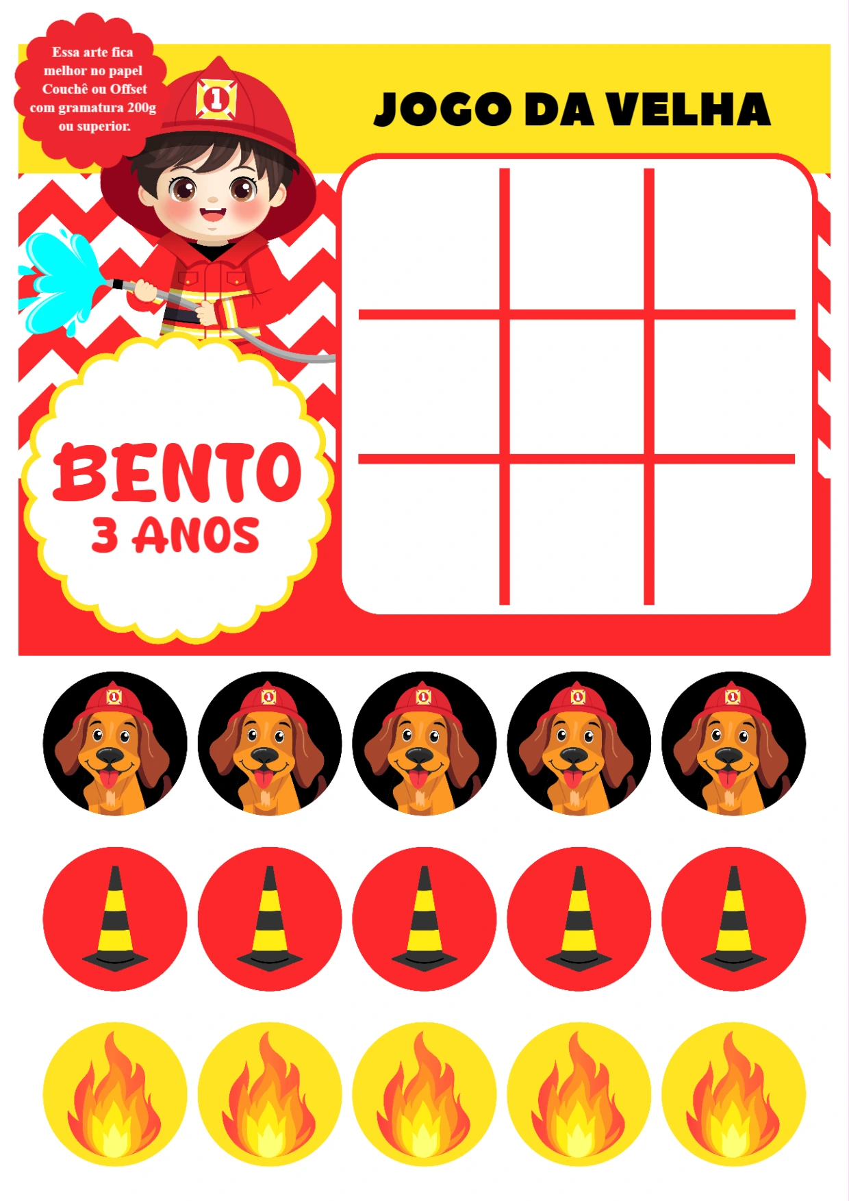 Jogo da Velha Bombeiro para Editar Online e Imprimir