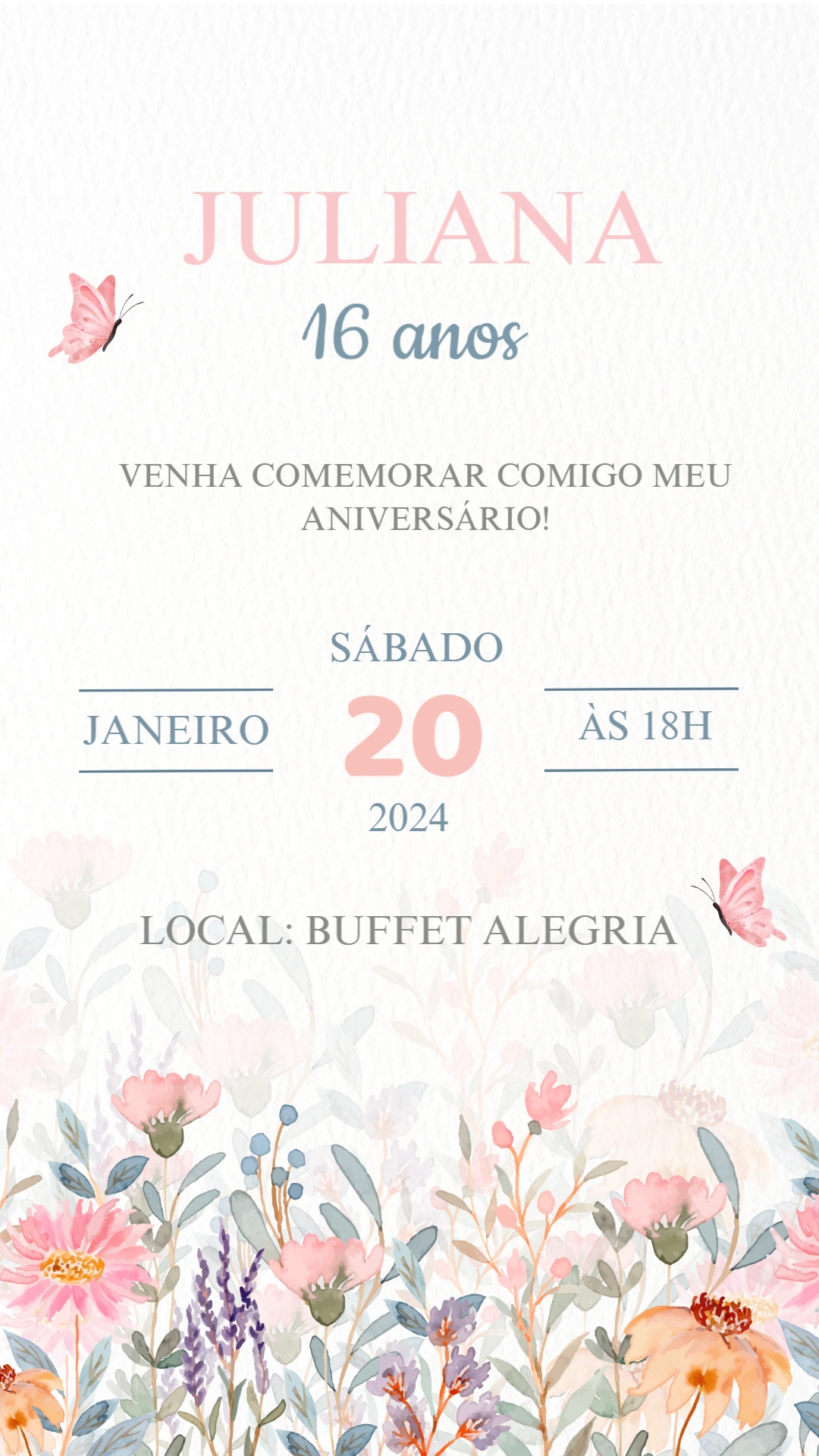 Convite Animado Aniversário Jardim Encantado para Editar Online