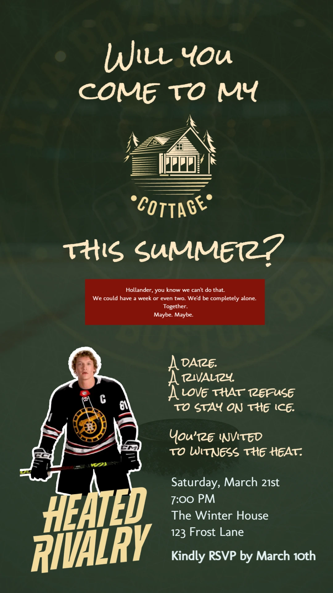 Hockey Rivalry Party Invitation Editable Digital Template