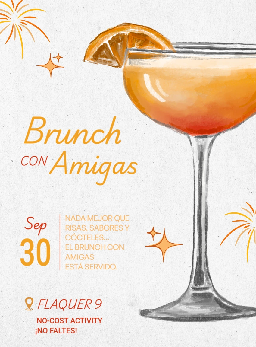Invitación para Brunch con Amigas Estilo Acuarela Editable