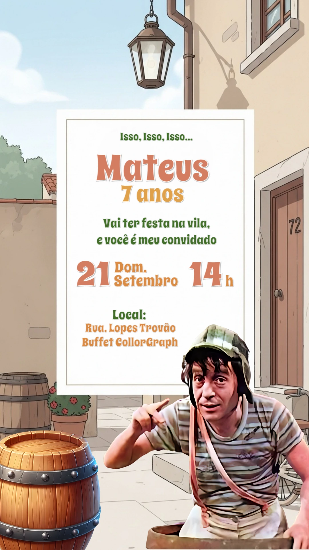 Convite de Aniversário do Chaves para Editar Online