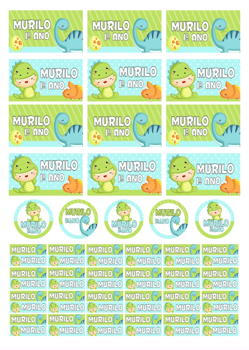 Kit Etiqueta Escolar Dinossauro para Editar e Imprimir
