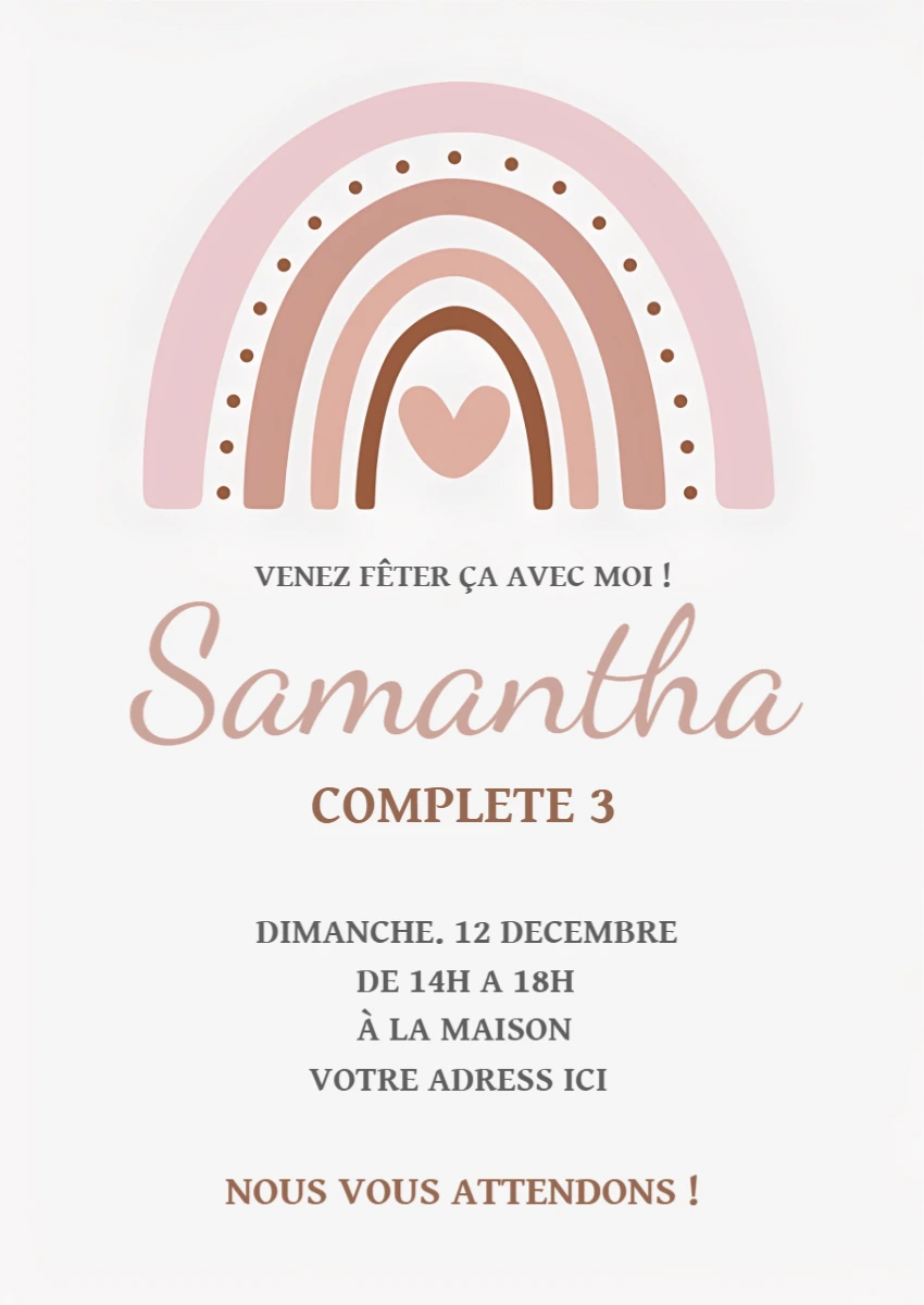 Invitation Anniversaire Arc-en-ciel Bohème Modèle à Modifier