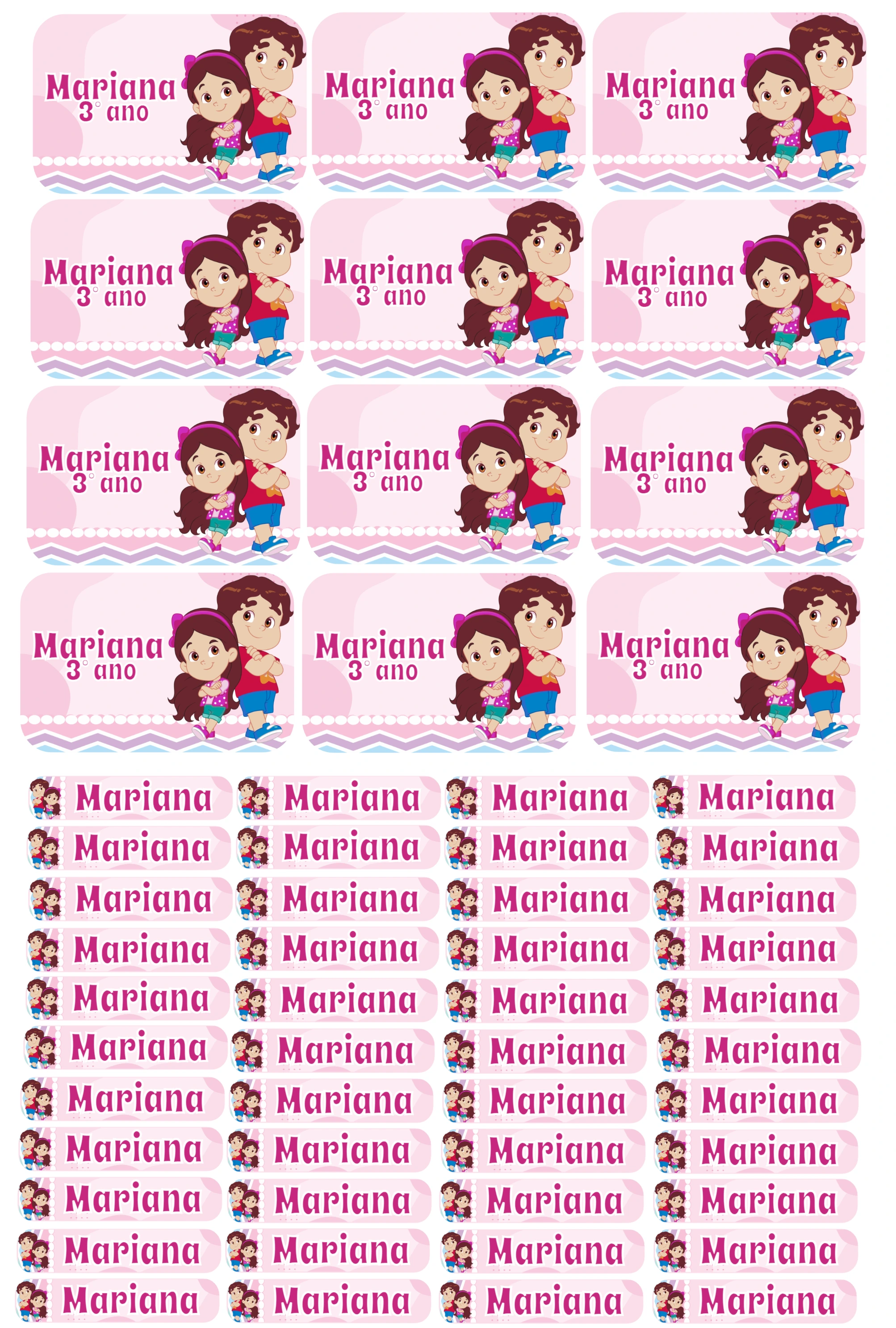 Kit de Etiquetas Infantis com Personagens para Editar e Imprimir