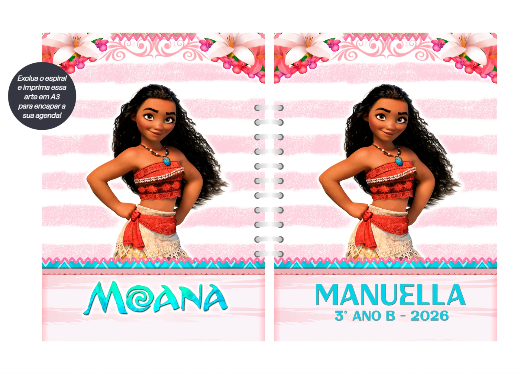 Capa de Agenda Moana Editável Online para Imprimir