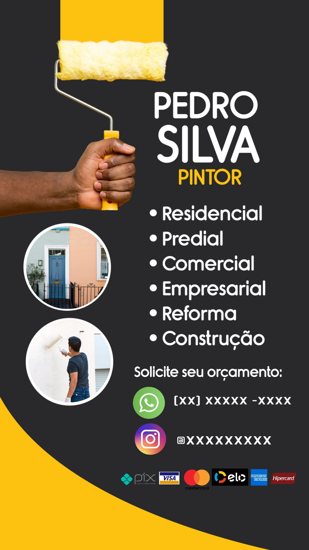 Cartão de Visita para Pintor Profissional Editável Online