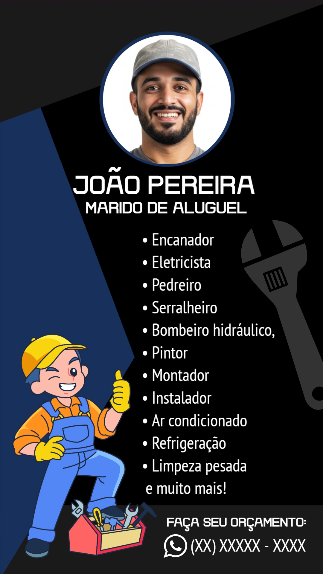 Cartão de Visita Marido de Aluguel com Foto para Editar