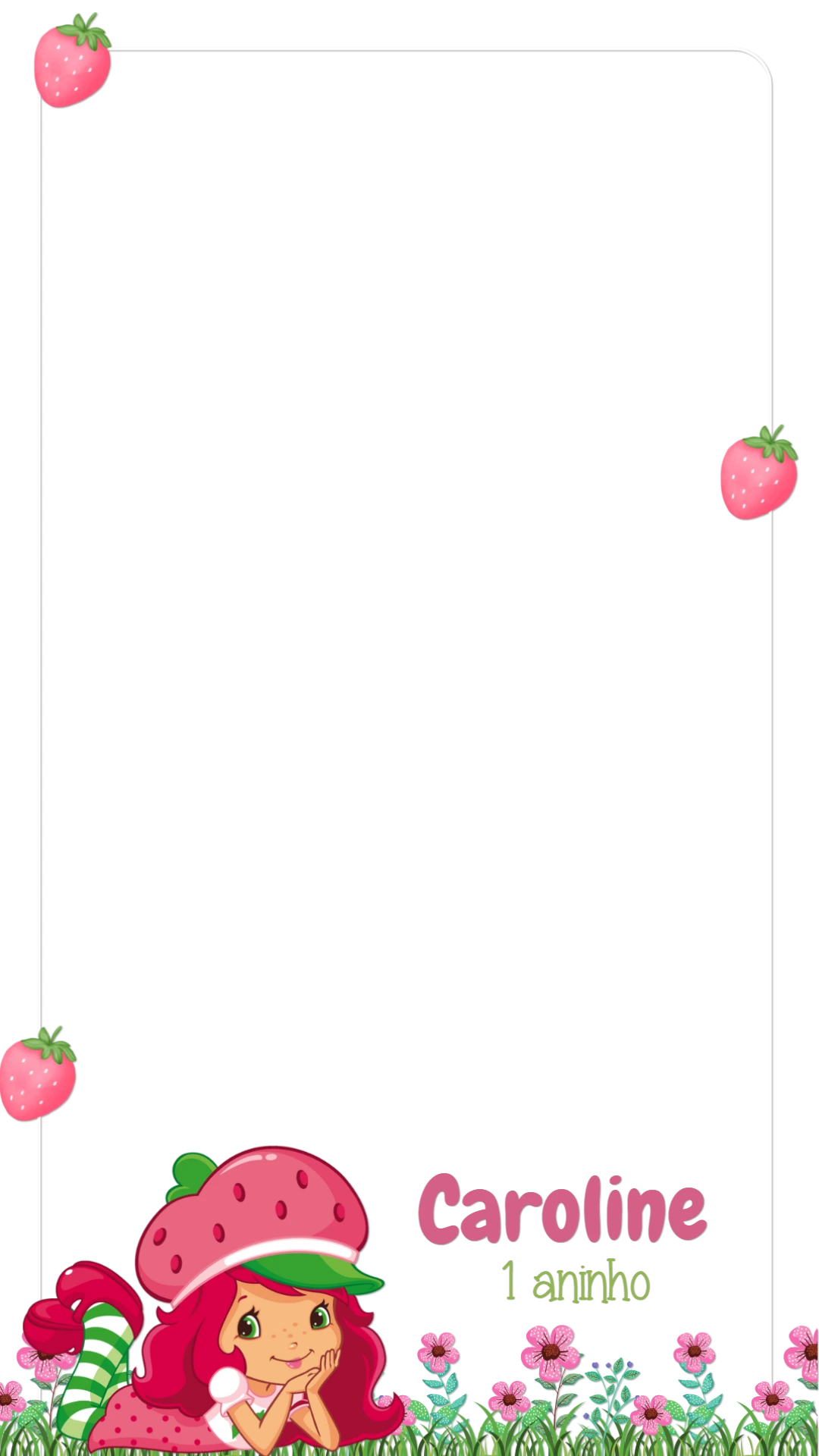 Moldura de Aniversário Moranguinho para Editar Online