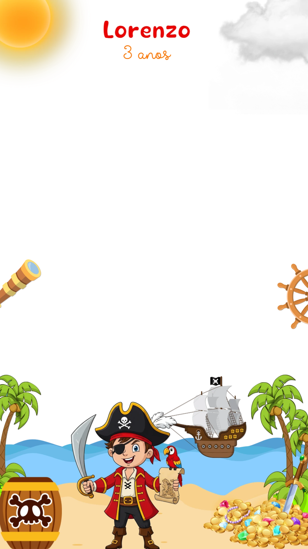 Moldura de Aniversário Pirata para Stories para Editar Online