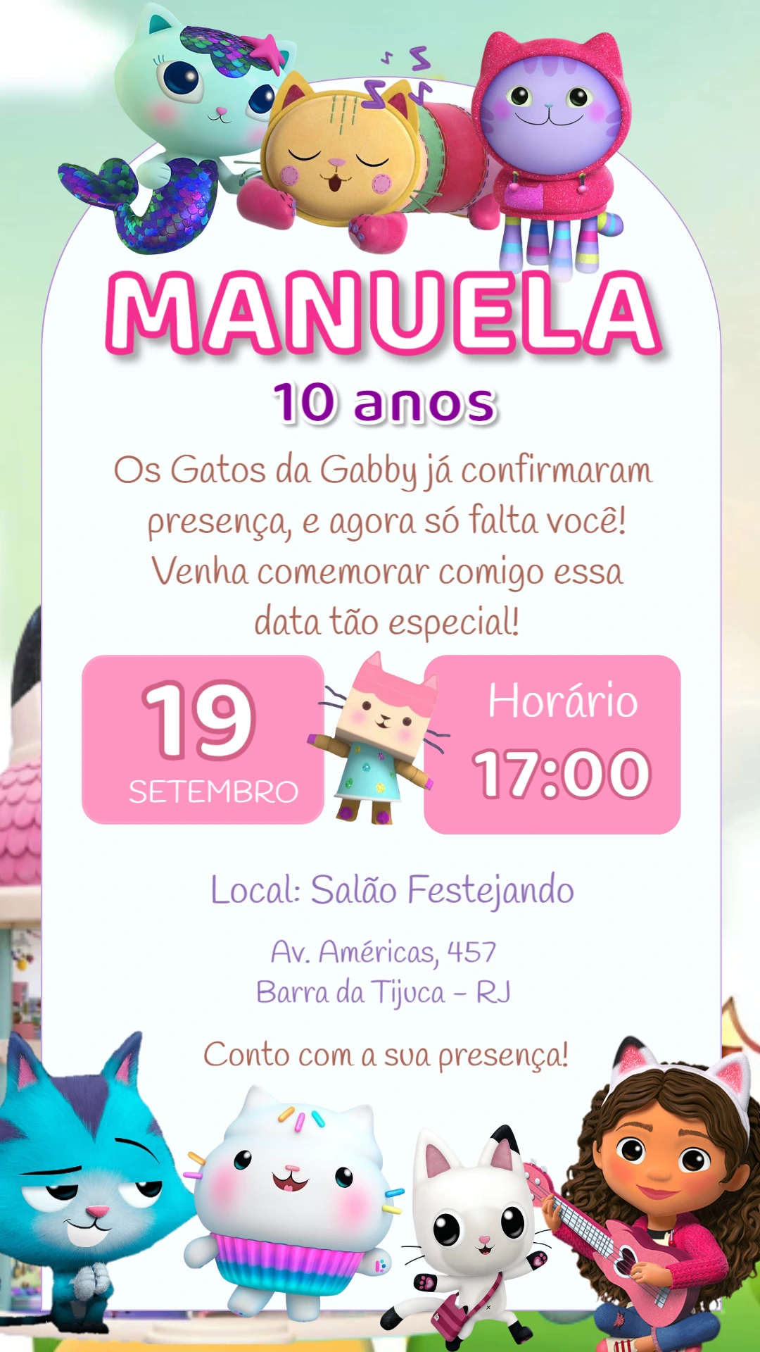 Convite Aniversário A Casa Mágica da Gabby para Editar Online