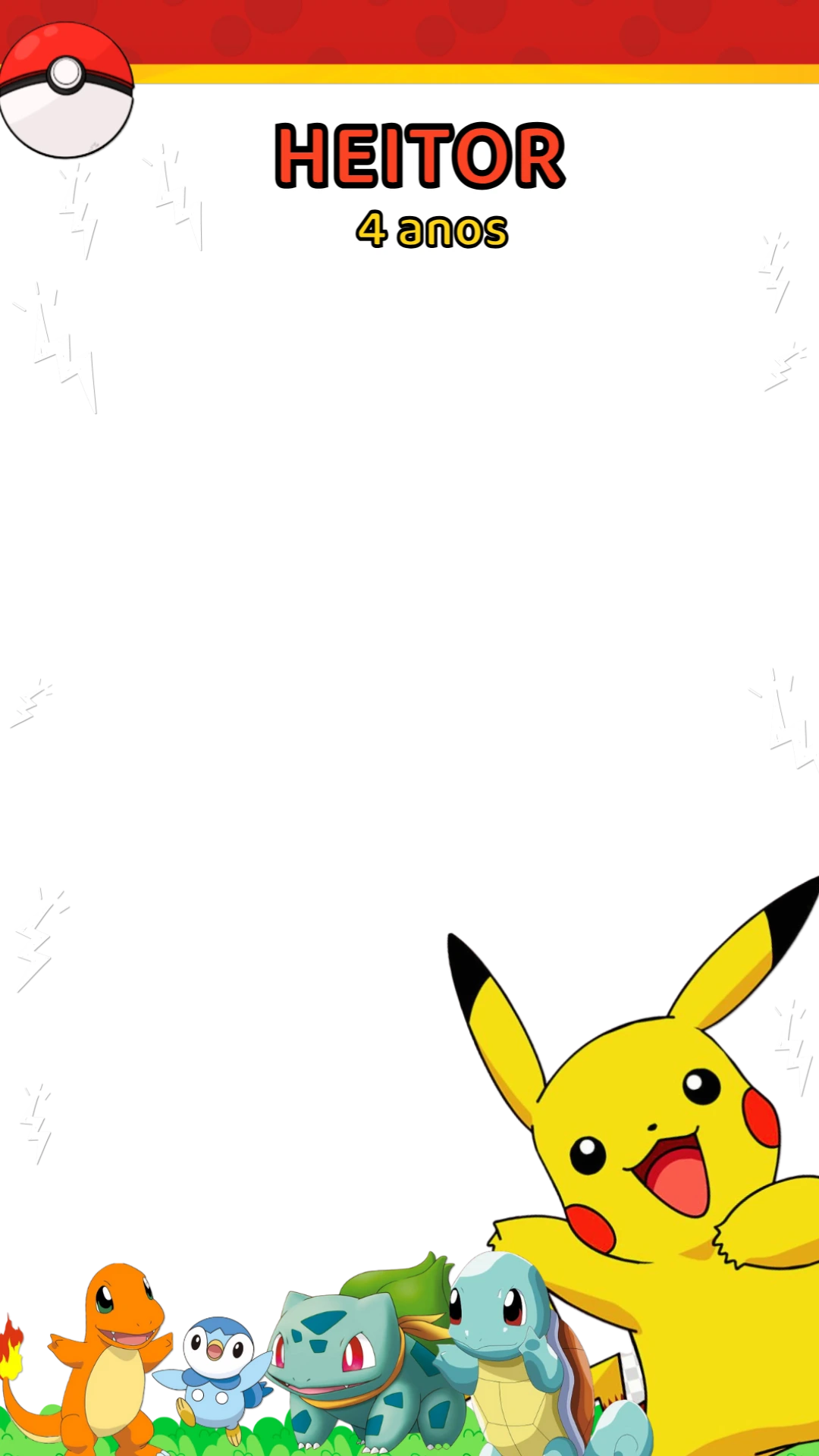 Moldura Aniversário Pokémon com Pikachu para Editar Online