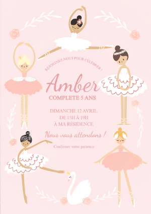 Invitation d'anniversaire Ballerine