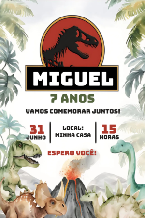 Convite Aniversário Jurassic Park