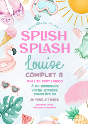 Invitation d'anniversaire fête à la piscine