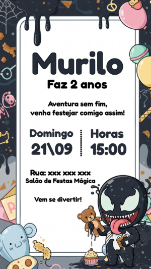 Convite aniversário Venom