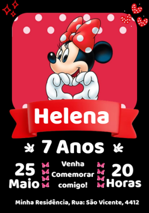Convite aniversário Minnie Mouse