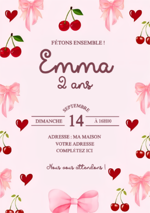 Invitation d'anniversaire Cerise