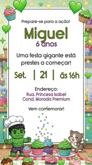 Convite aniversário Huck