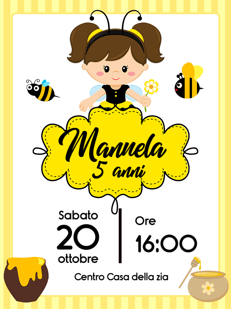 Invito Compleanno Tema Ape Modello Digitale Editabile Invito Compleanno Tema Ape Modello Digitale Editabile