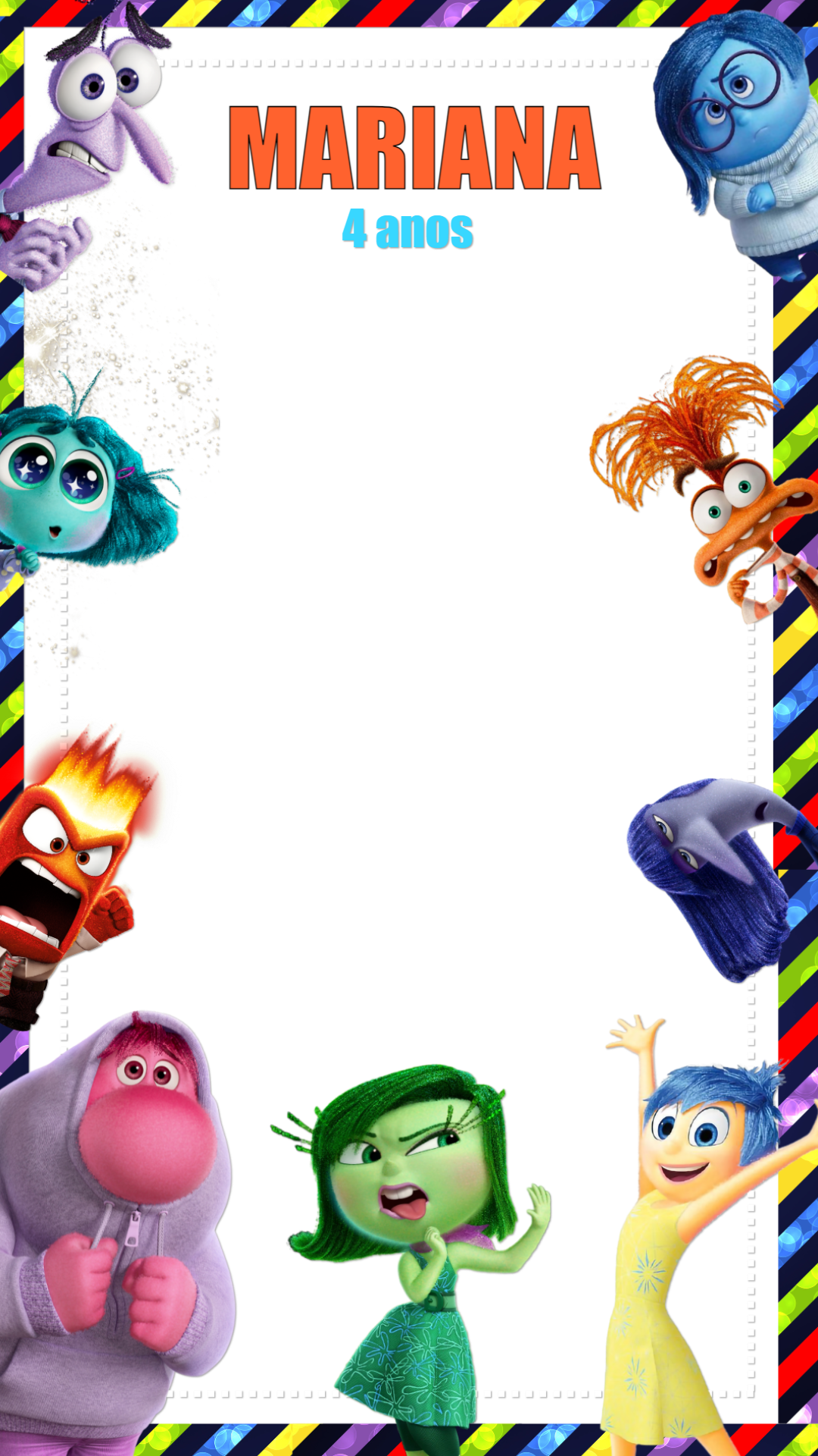 Moldura Aniversário Divertida Mente 2 para Editar Online Moldura Aniversário Divertida Mente 2 para Editar Online