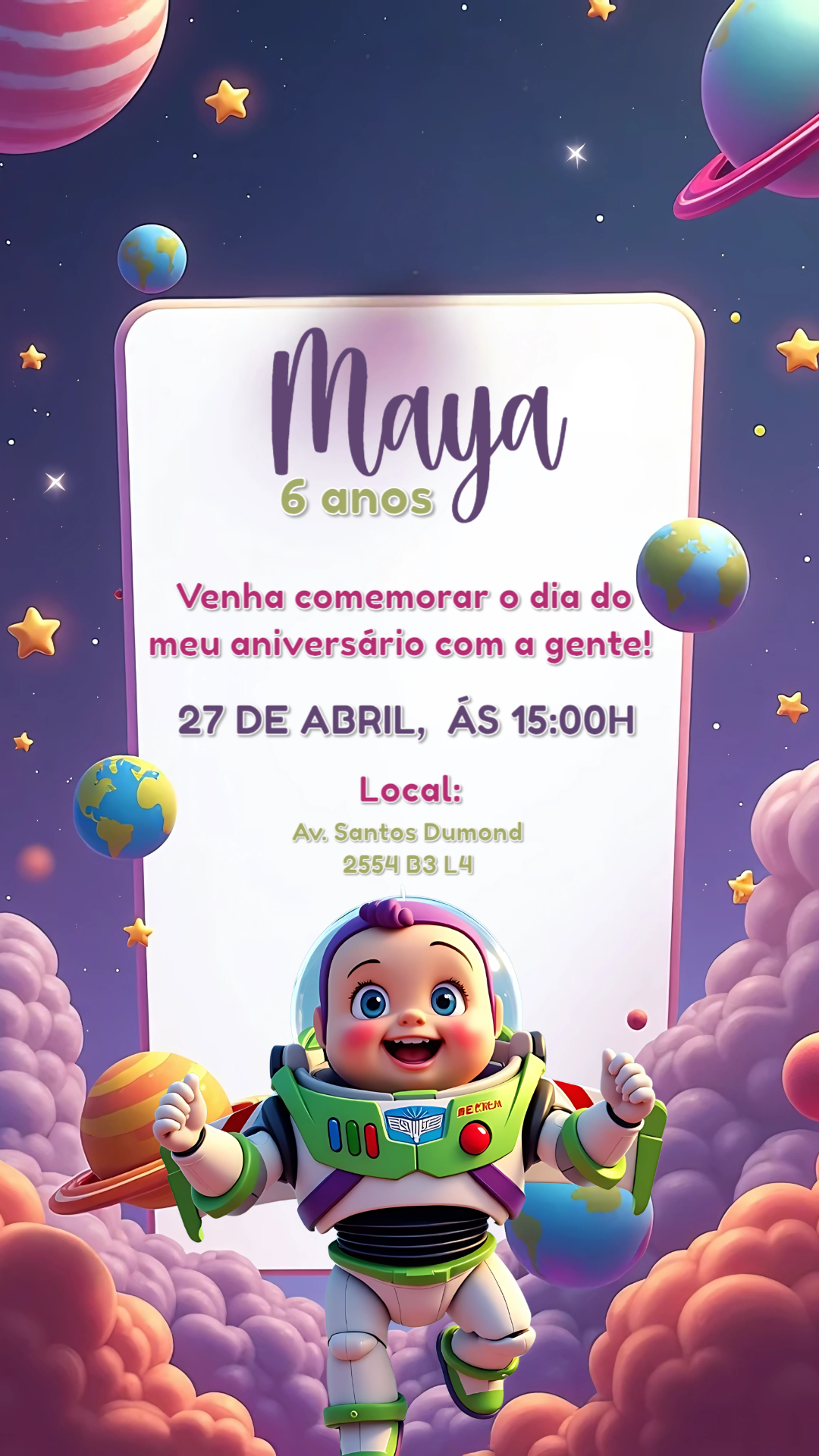 Convite Aniversário Buzz Lightyear para Editar Online Convite Aniversário Buzz Lightyear para Editar Online