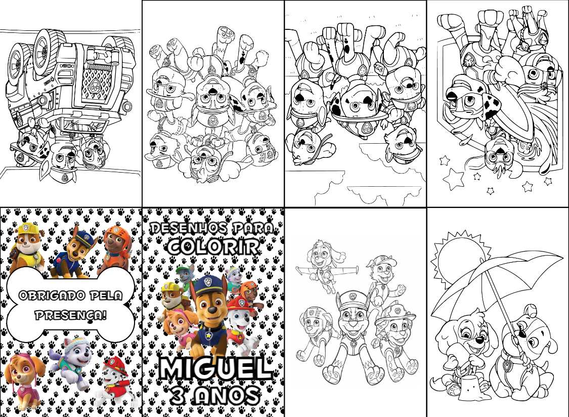 Lembrancinha Patrulha Canina: Livro de Colorir para Editar Lembrancinha Patrulha Canina: Livro de Colorir para Editar