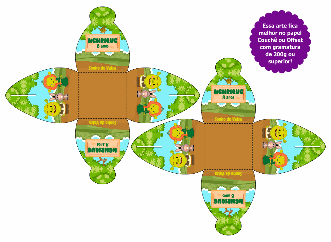 Caixa Festa Shrek com Personagens para Editar e Imprimir Caixa Festa Shrek com Personagens para Editar e Imprimir