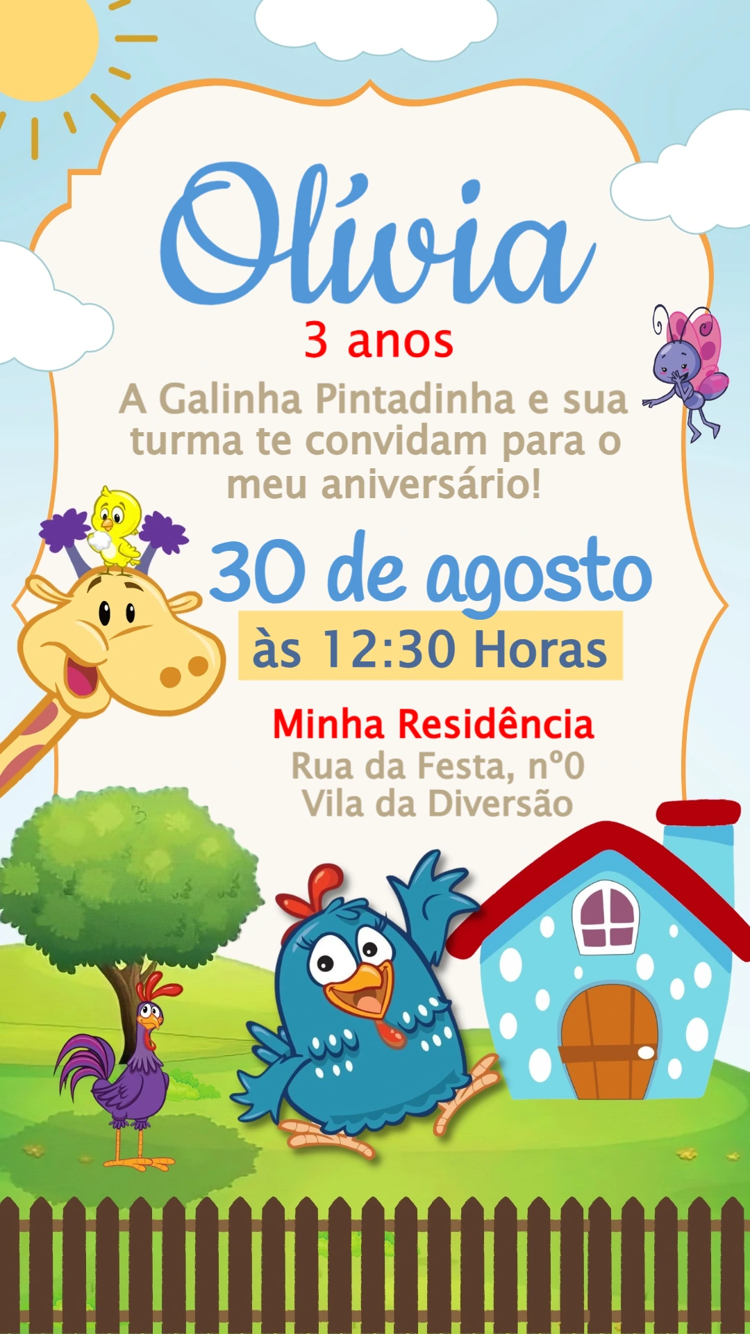 Convite de Aniversário Galinha Pintadinha para Editar Online Convite de Aniversário Galinha Pintadinha para Editar Online