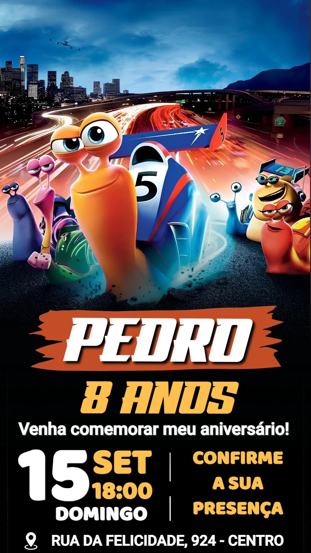 Convite de Aniversário Turbo: Modelo Digital Editável Convite de Aniversário Turbo: Modelo Digital Editável