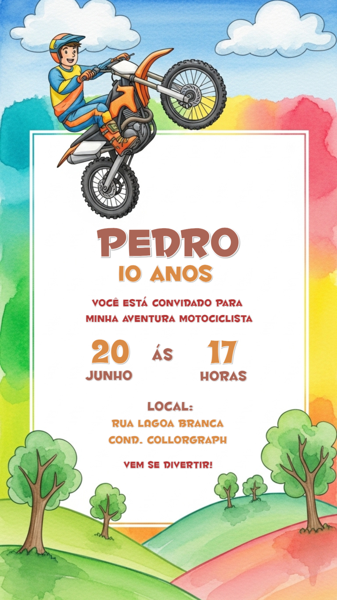 Convite de Aniversário Motocross para Editar Online Convite de Aniversário Motocross para Editar Online