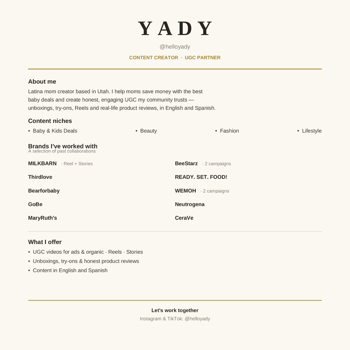 Yady Méndez, UGC creator