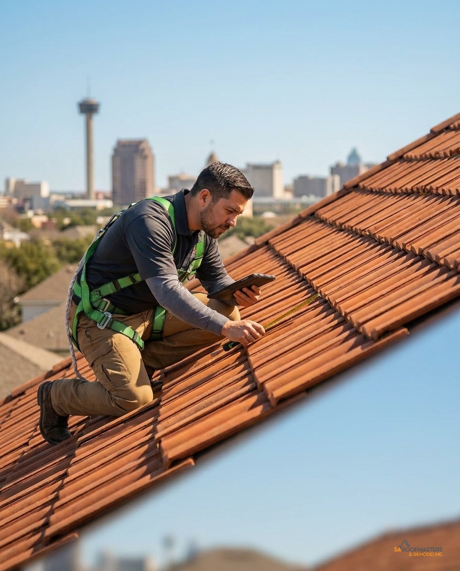 SA Roofmasters performing a documented roof inspection in San Antonio