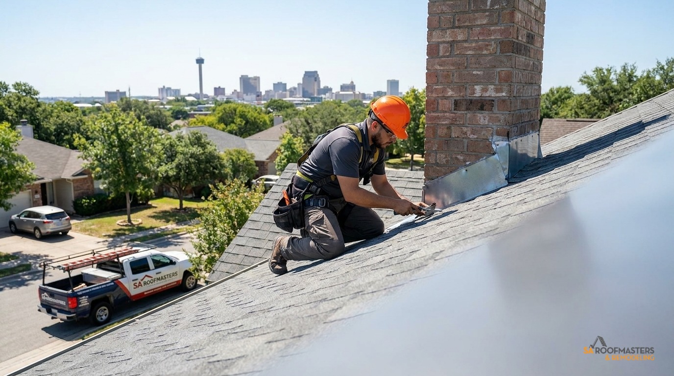 Roof leak repair on a San Antonio home