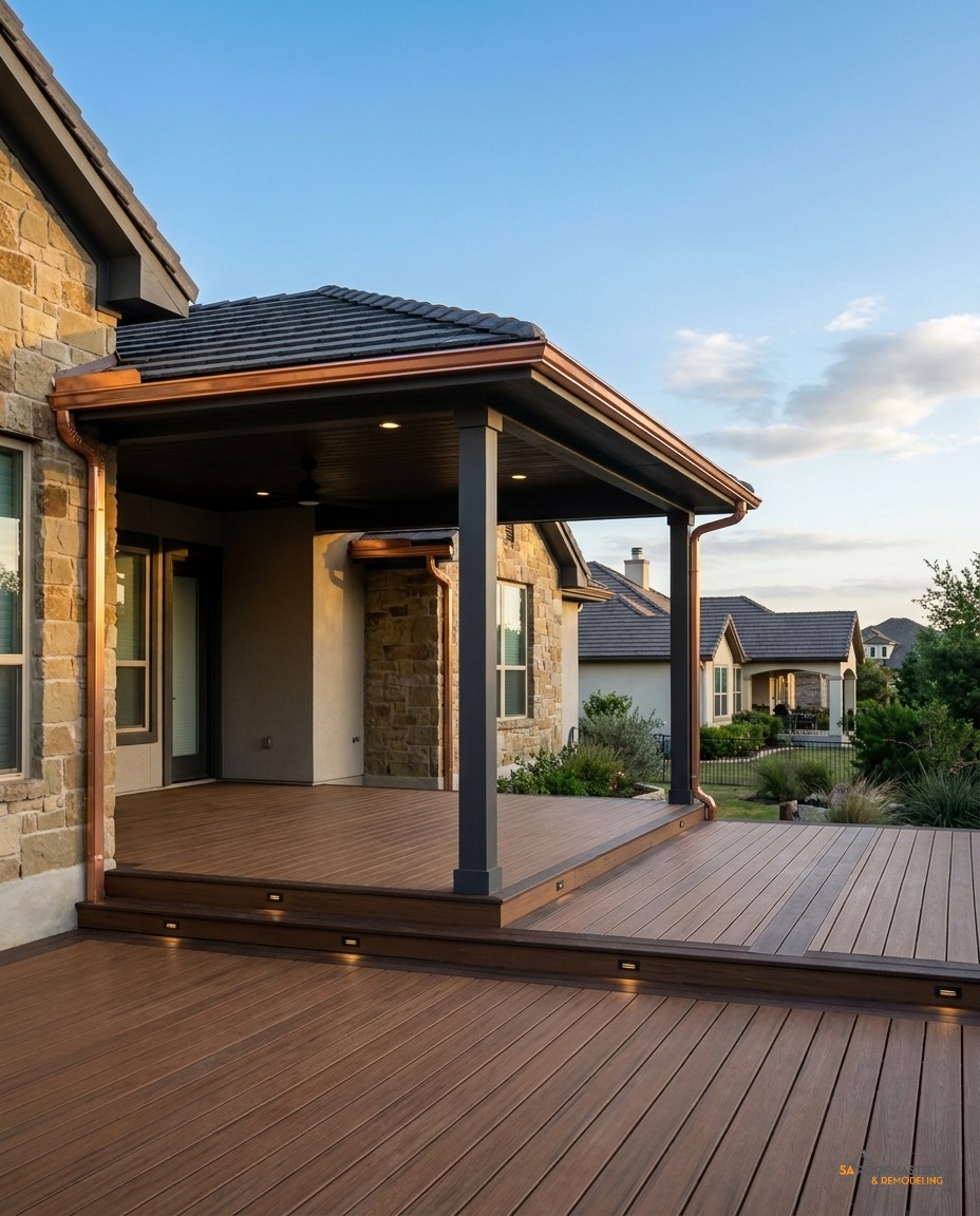 Seamless gutter installation by SA Roofmasters in San Antonio