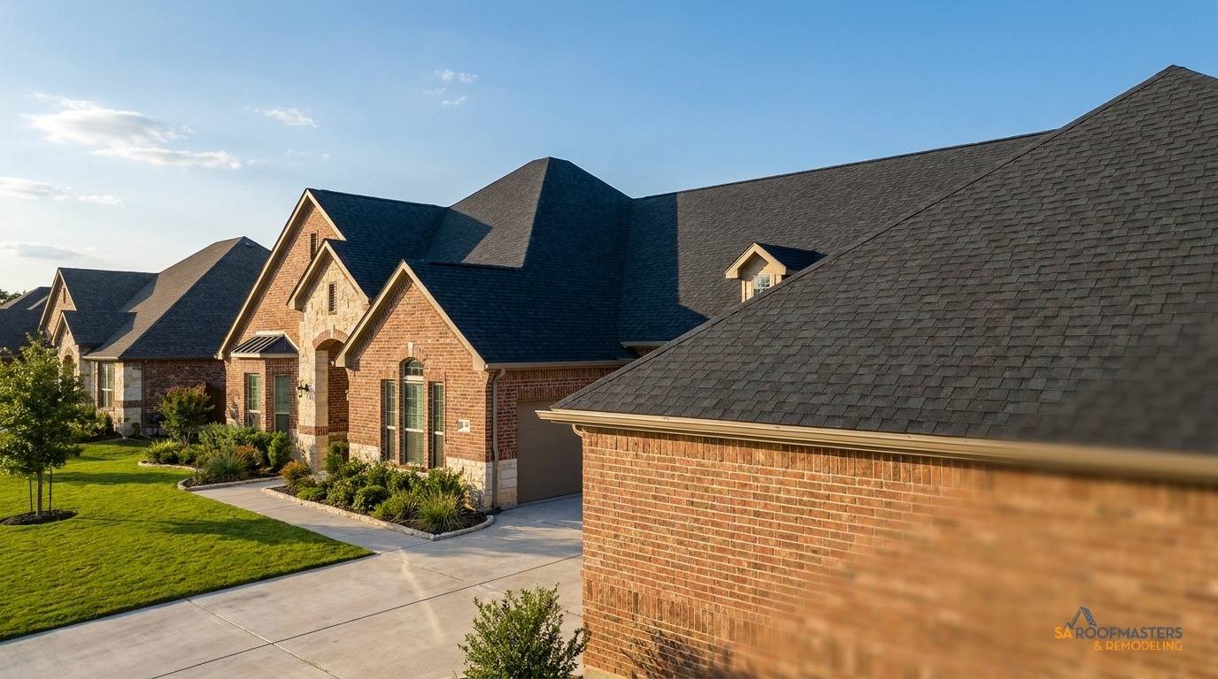 Completed residential shingle roof installation in San Antonio by SA Roofmasters