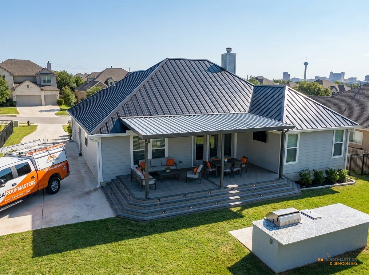 San Antonio home after a new architectural shingle roof installation by SA Roofmasters