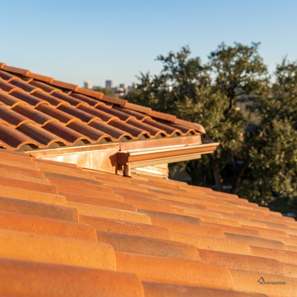 Spanish clay tile roof installed by SA Roofmasters in Fair Oaks Ranch