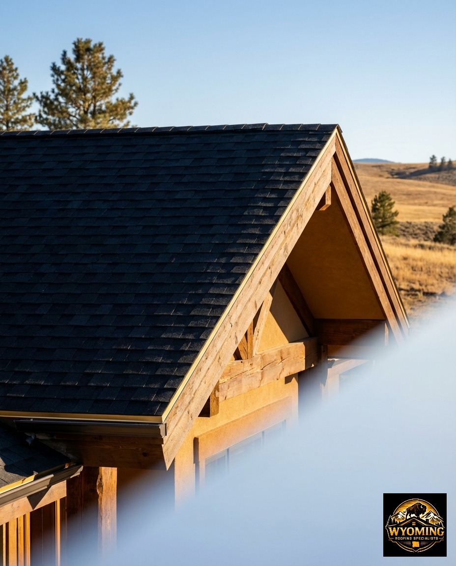 The same Wyoming home with a pristine newly installed durable asphalt roof after storm restoration