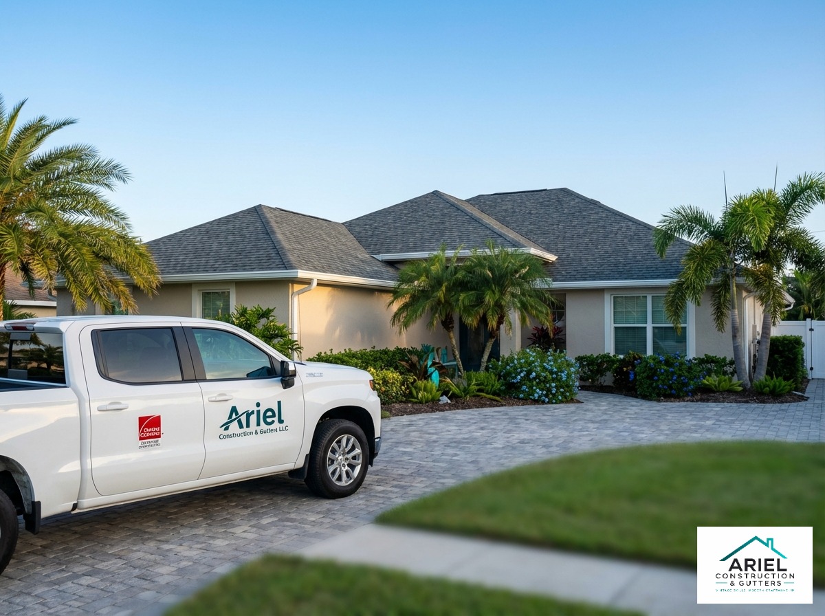 Beautiful Merritt Island home with a new symmetrical architectural shingle roof and seamless gutters