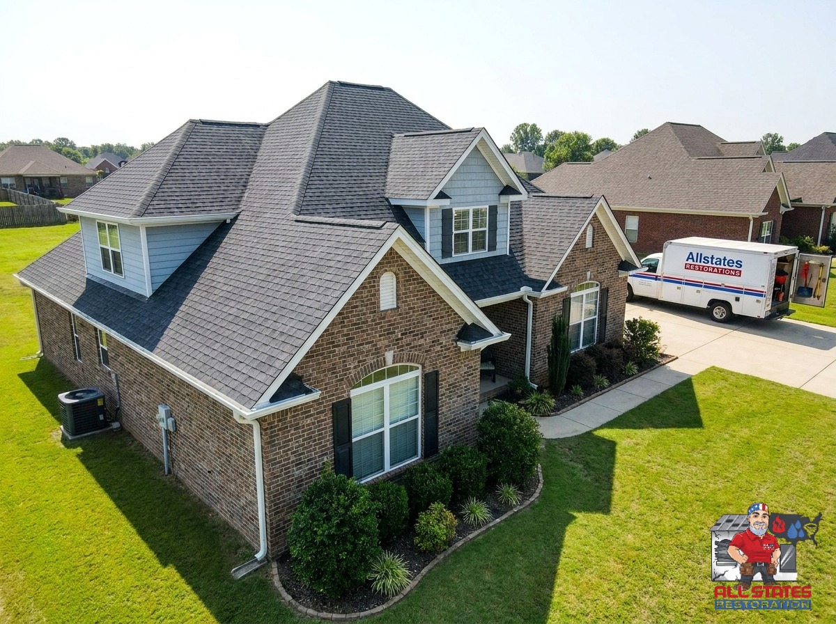 Completed shingle roof replacement on a residential property