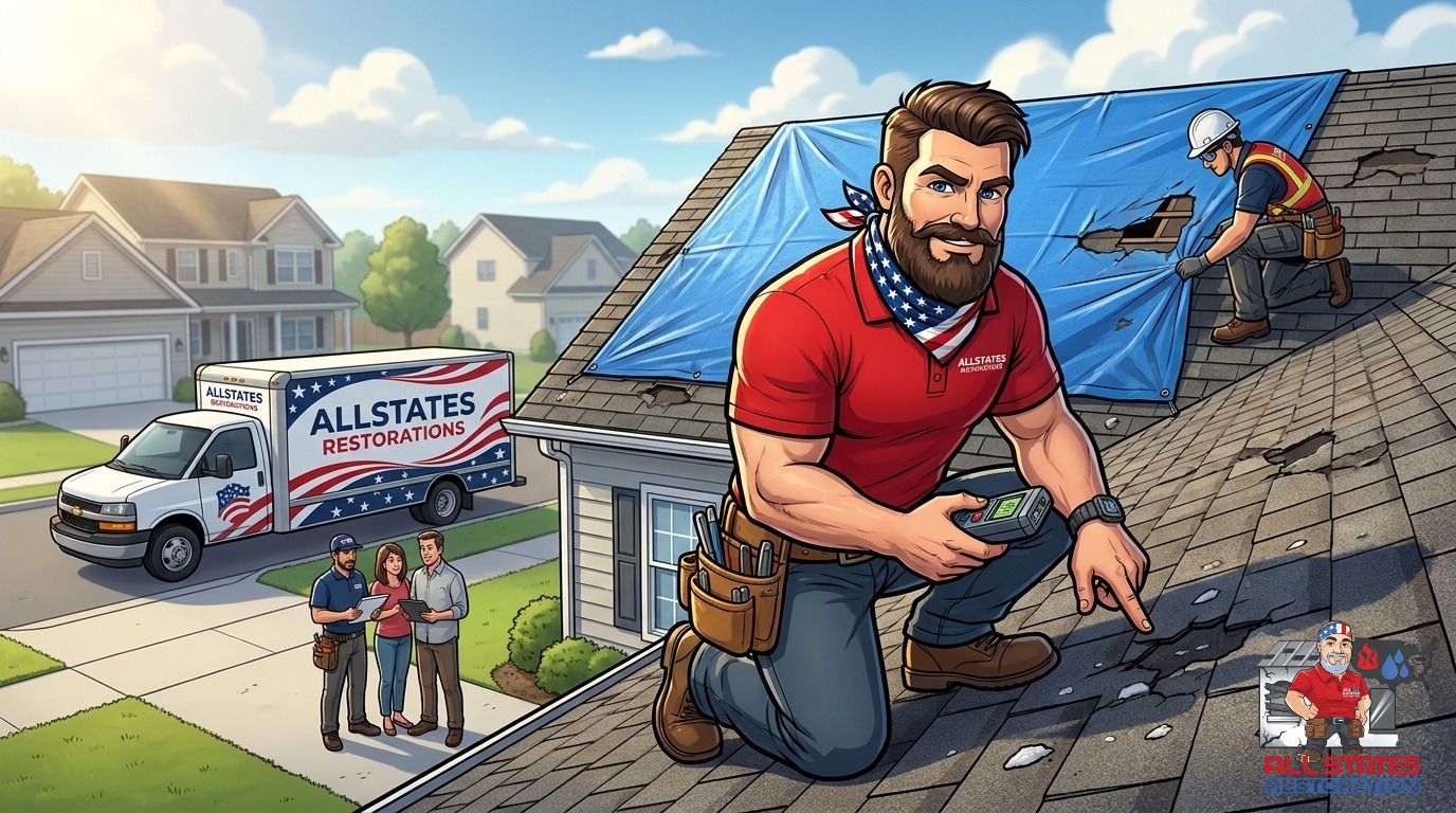 Roofer repairing a residential roof