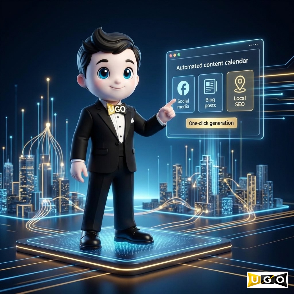 UGO performance dashboard showing SEO and social media analytics