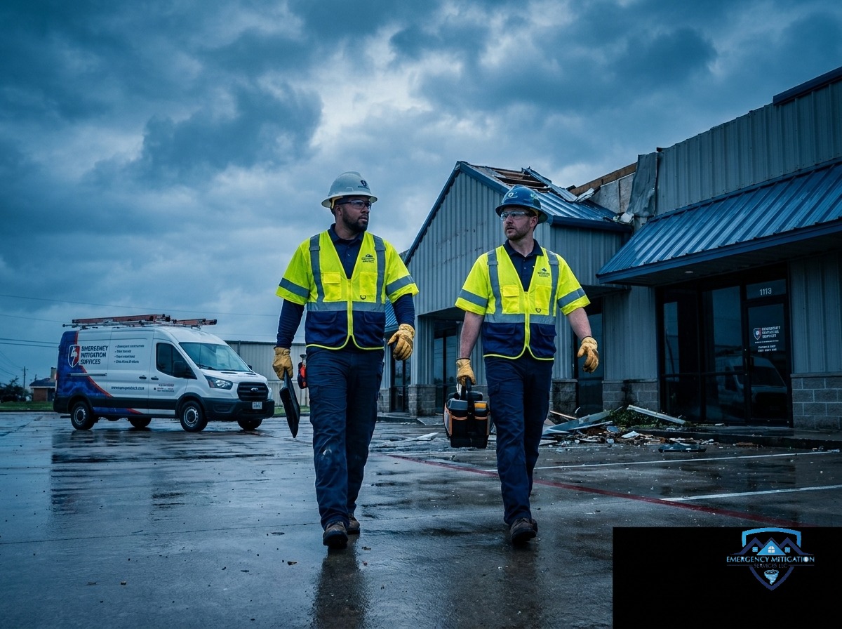 Emergency Mitigation Services certified response team ready for immediate damage containment deployment