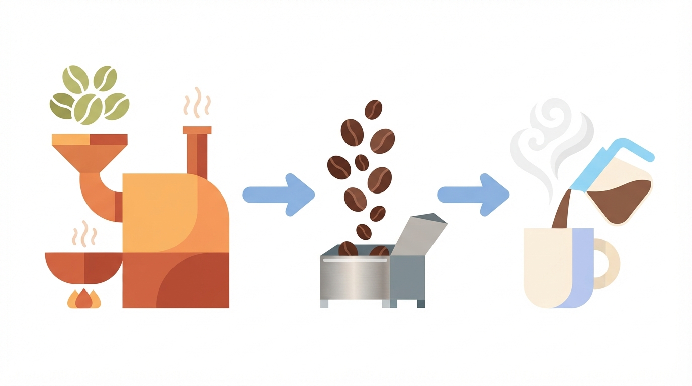 Coffee roasting and processing workflow