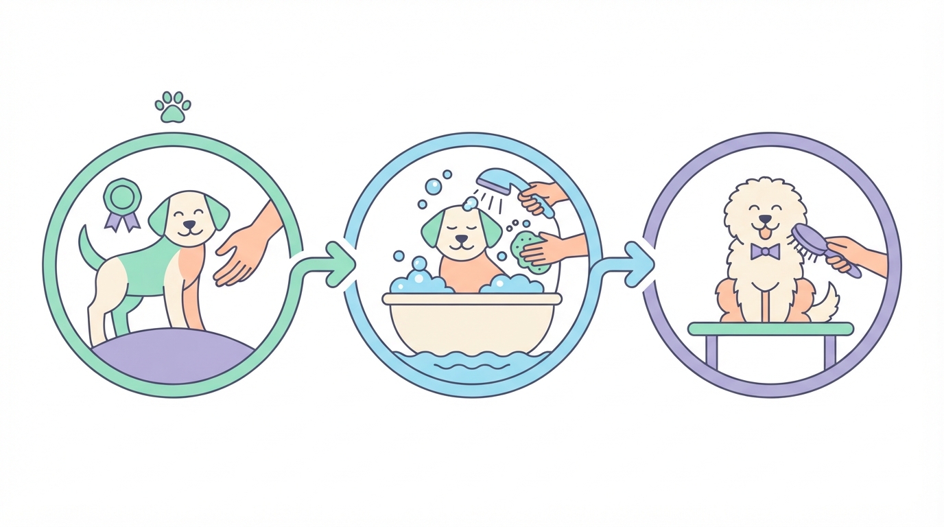 Dog grooming process infographic