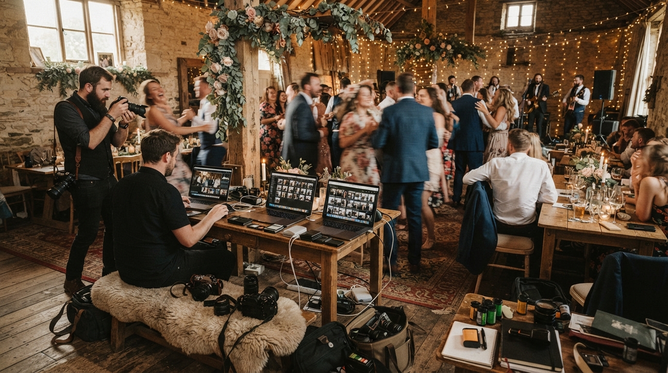 Golden light wedding atmosphere