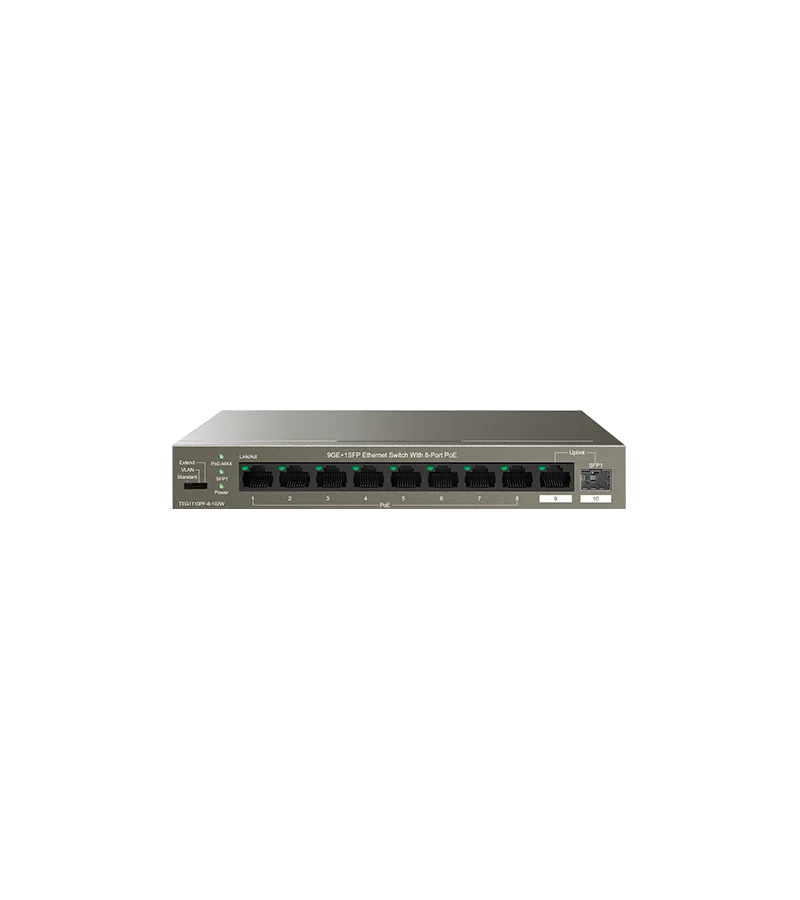 TENDA SWITCH 9GE+1SFP 8PORT POE