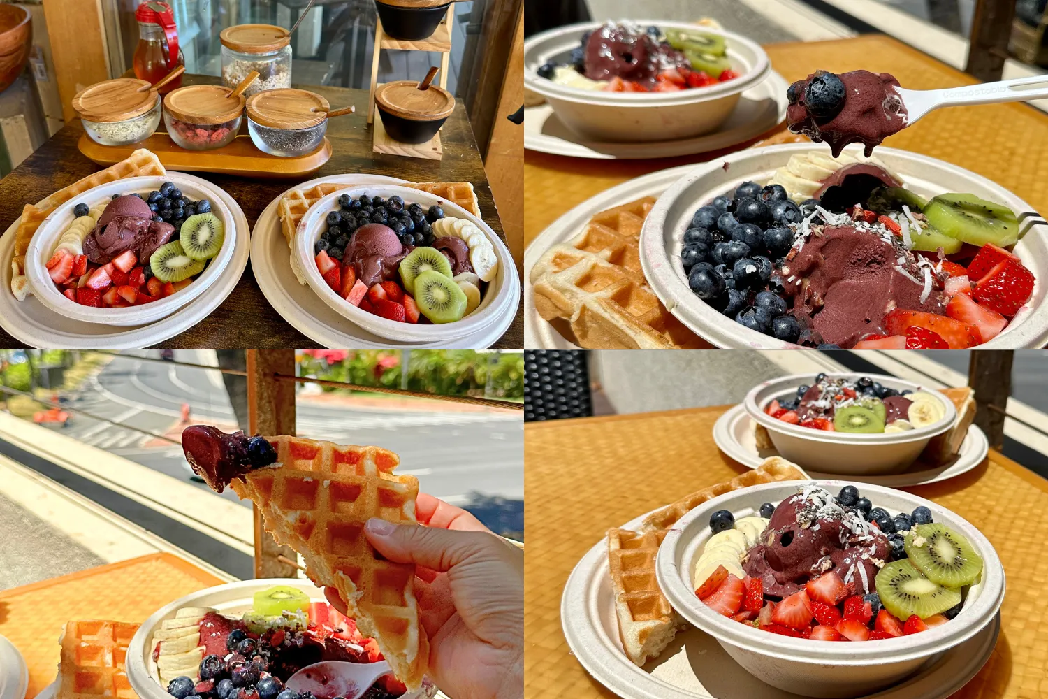 Acai Bowl $18, Waffle $2