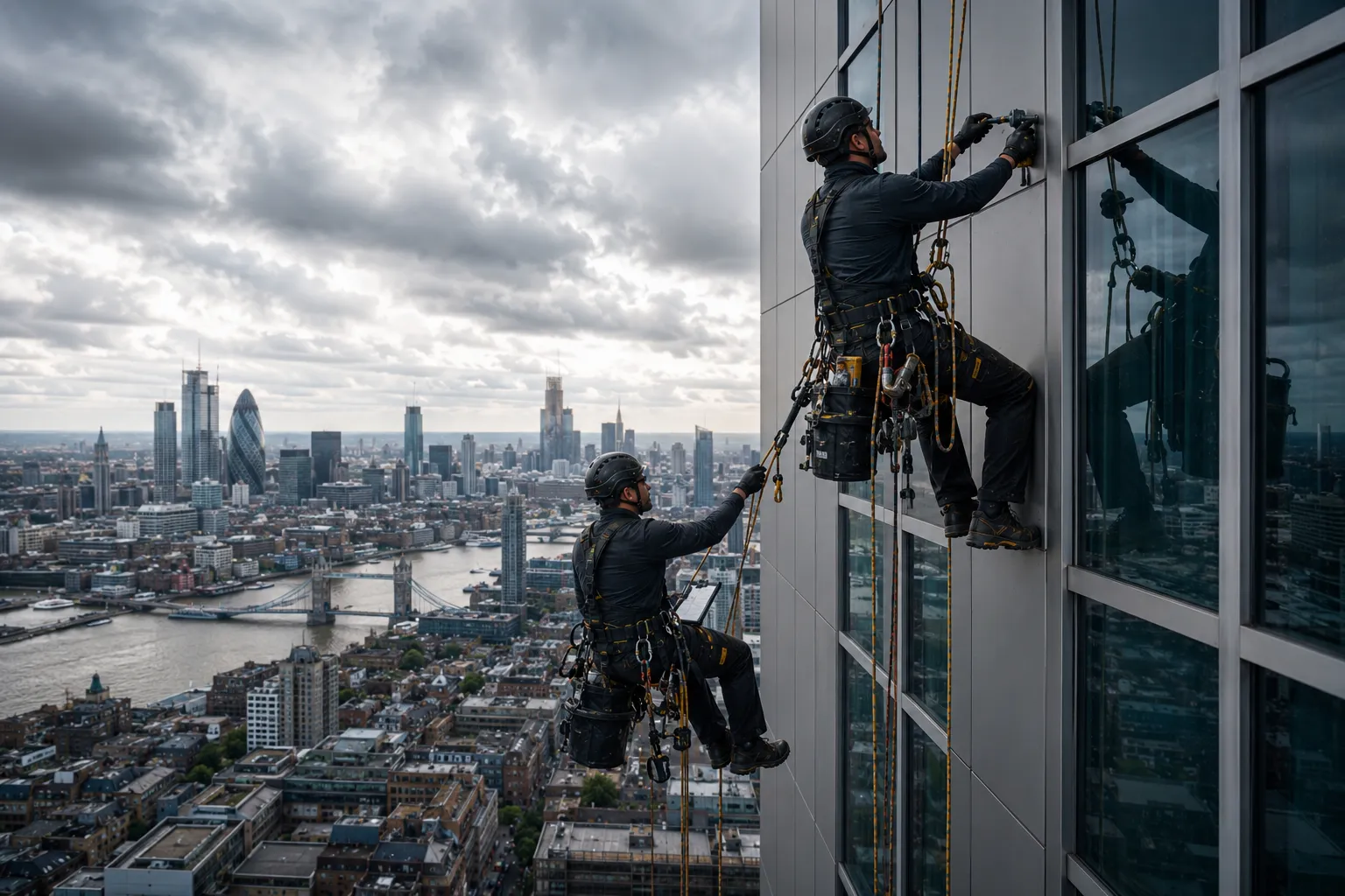 Building maintenance via rope access in London