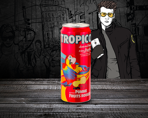 Photo du produit Tropico Pomme Fruits Rouges 33cl, non contractuelle
